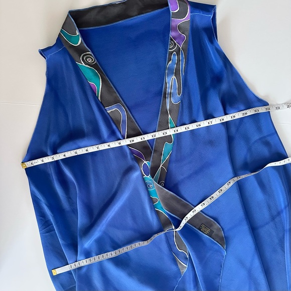 Vintage Maly Cohen Hand Painted Open Silk Blue Multicolor Vest - One Size - Picture 12 of 15